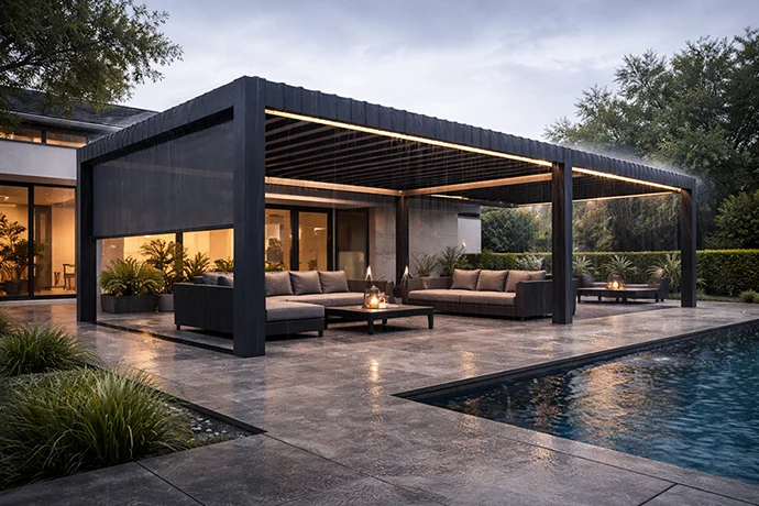 weather resistant louvered pergola with drainage system – 1 weather resistant louvered pergola with drainage system - 1