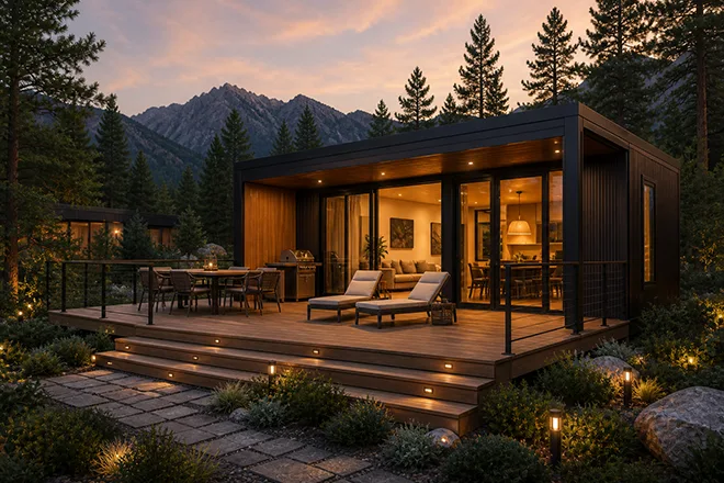 deck and outdoor Space of aluminum prefab cabins – 121 deck and outdoor Space of aluminum prefab cabins - 121
