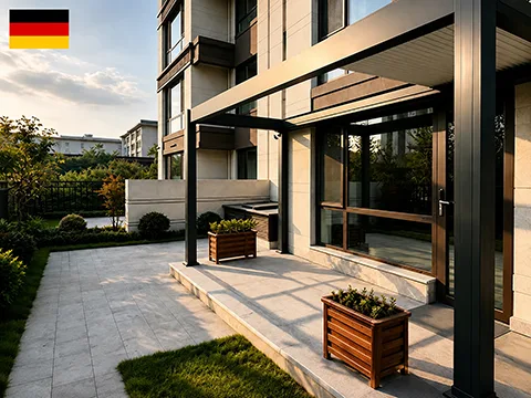 Dark Gray Retractable Pergola Project in Germany - 3