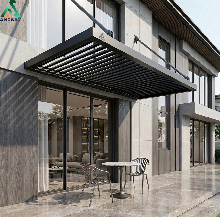 modern wall mounted aluminum pergola villa project