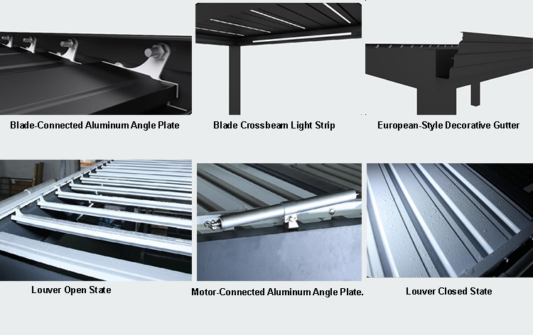 ANCSEM louver pergola aluminum structure accessories details