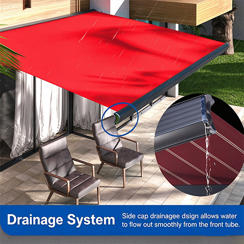 Retractable Patio Awning Front Bar Drainage System motorized louvered pergola - 111